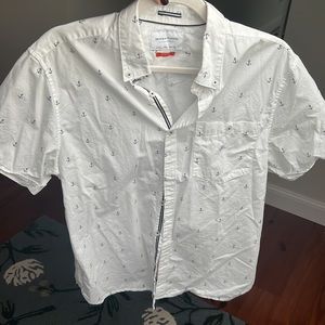 Denim & Flower anchor pattern short sleeve button down